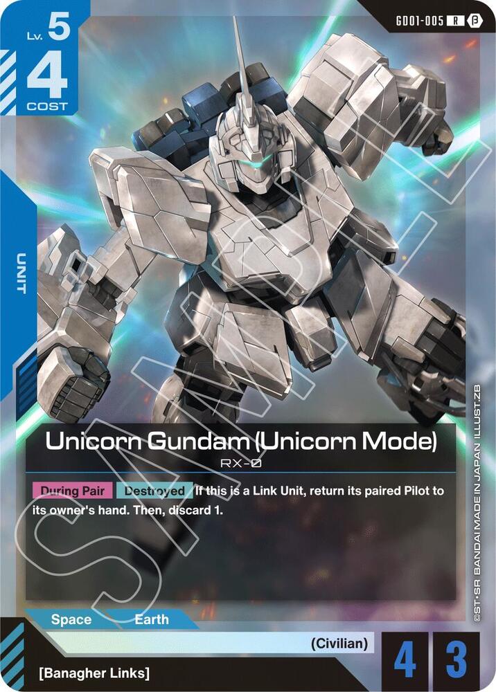 Unicorn Gundam (Unicorn Mode) GD01-005 R Gundam card