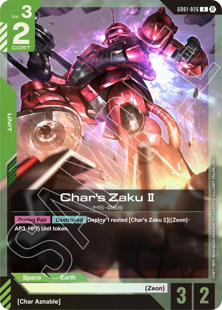 Char's Zaku II GD01-026 R Gundam card