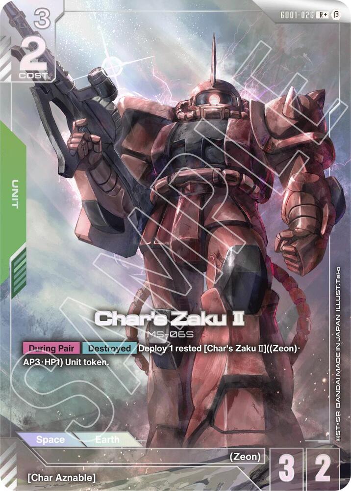 Char's Zaku II GD01-026 R+ Gundam card