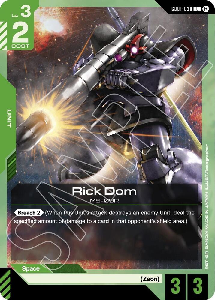 Rick Dom GD01-030 U Gundam card