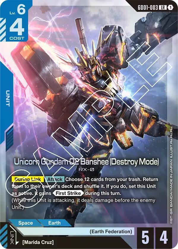 Unicorn Gundam 02 Banshee (Destroy Mode) GD01-003 Gundam card