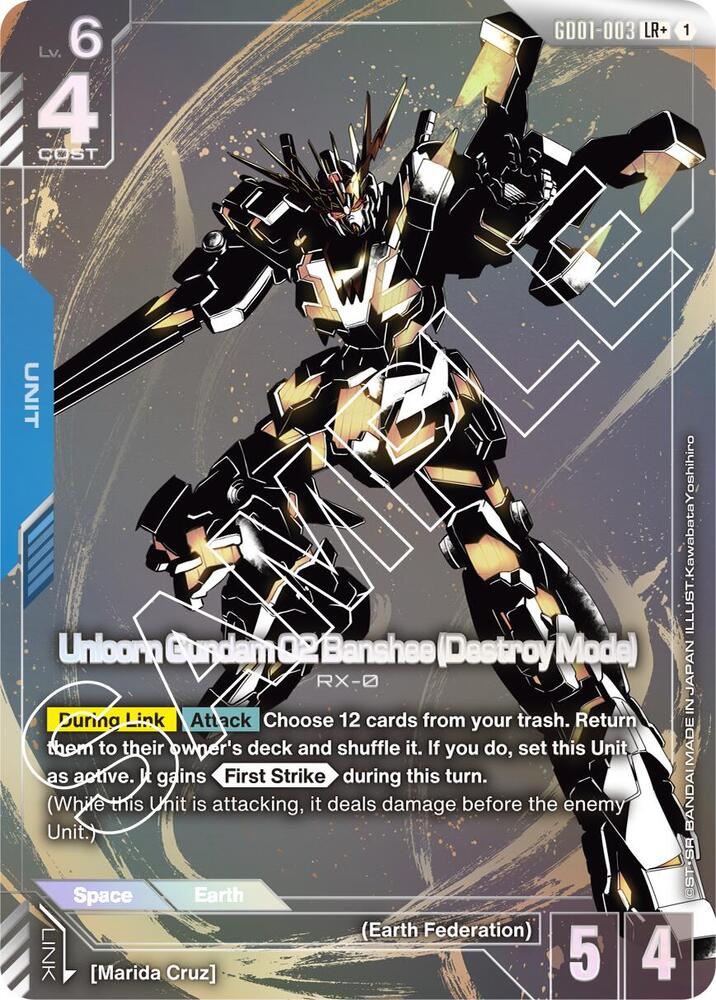 Unicorn Gundam 02 Banshee (Destroy Mode) GD01-003 LR+ Gundam card
