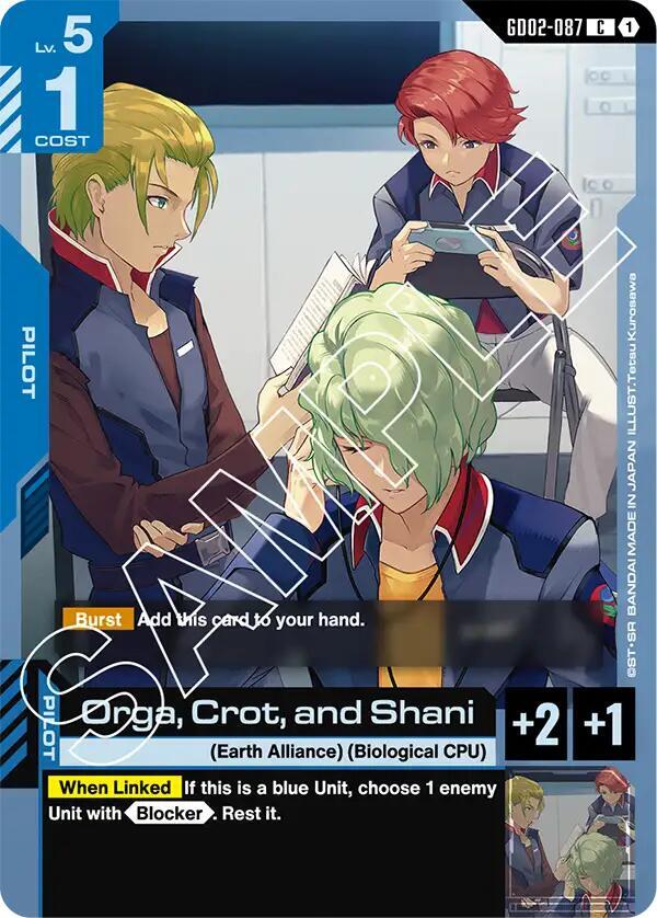 Orga, Crot, and Shani GD02-087 Gundam card