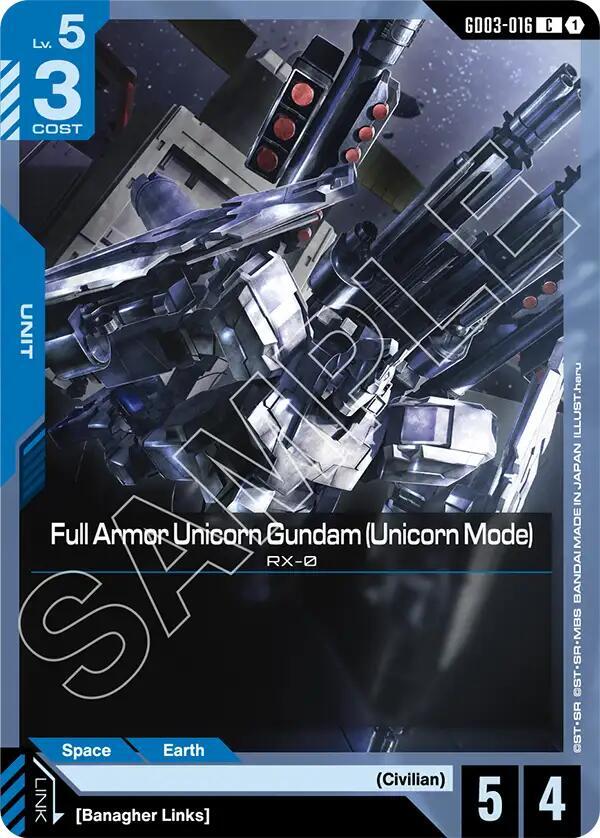 Full Armor Unicorn Gundam (Unicorn Mode) GD03-016 Gundam card