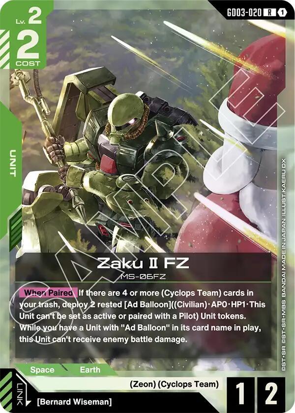 Zaku II FZ GD03-020 Gundam card