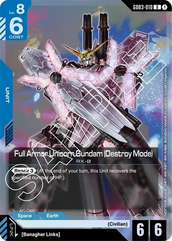 Full Armor Unicorn Gundam (Destroy Mode) GD03-010 U Gundam card