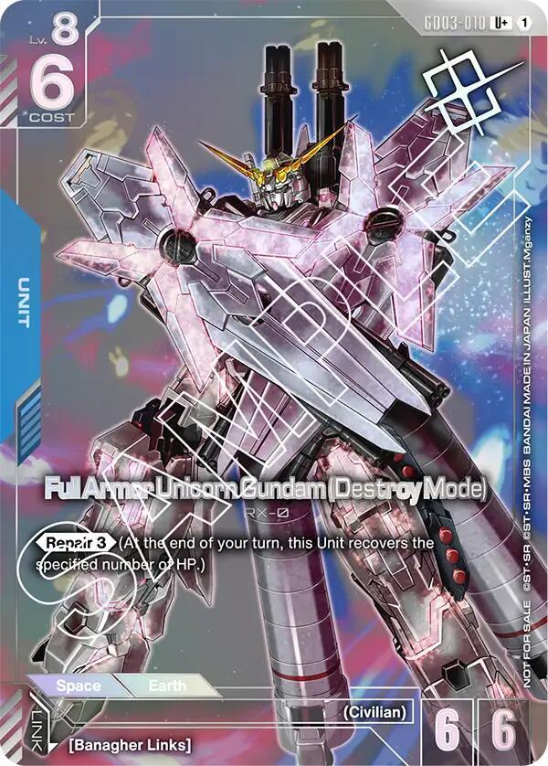 Full Armor Unicorn Gundam (Destroy Mode) GD03-010 U+ Gundam card
