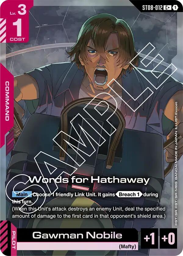 Words for Hathaway ST08-012 C+ Gundam card