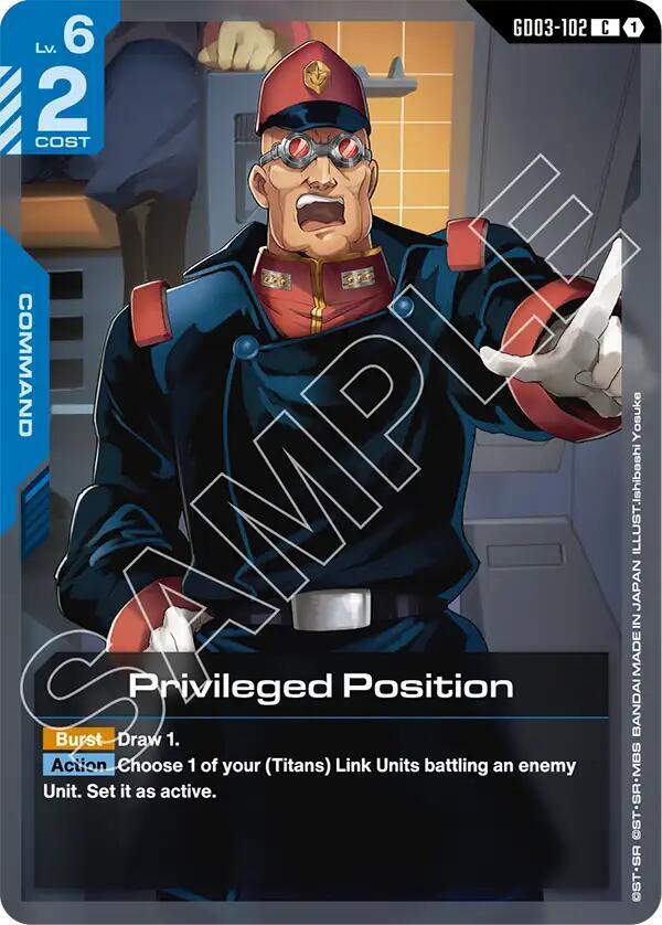 Privileged Position GD03-102 Gundam card
