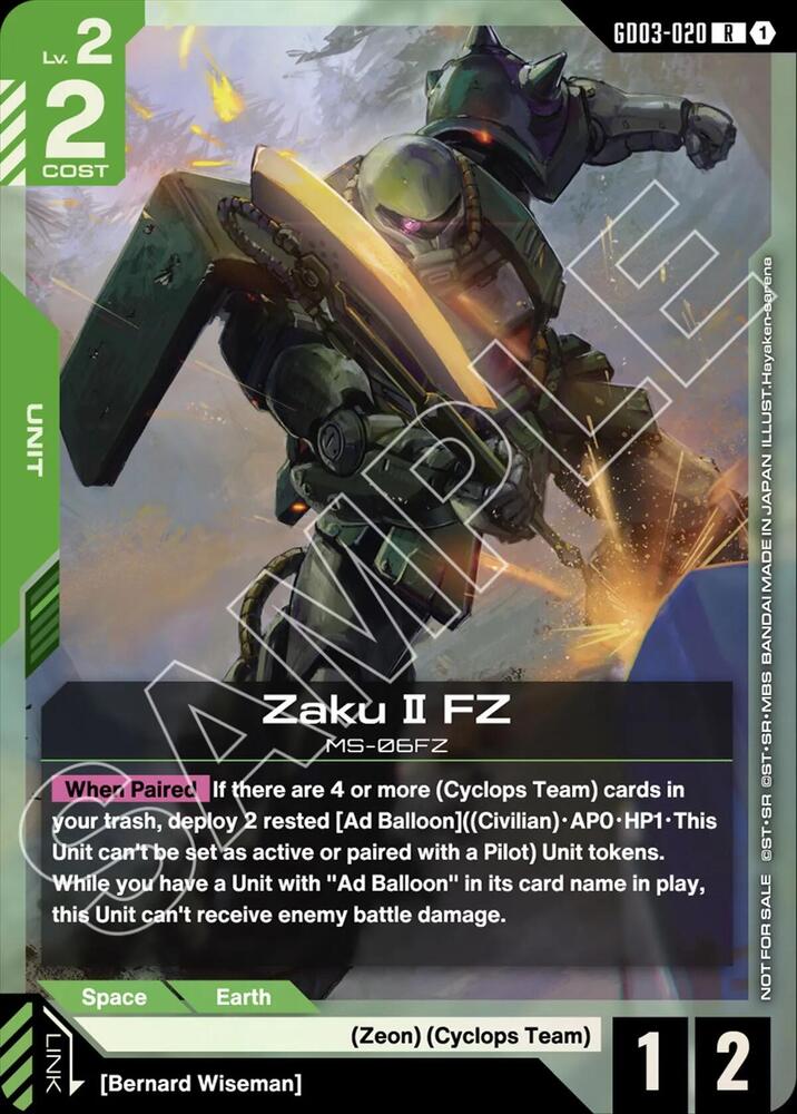 Zaku II FZ GD03-020 R Gundam card