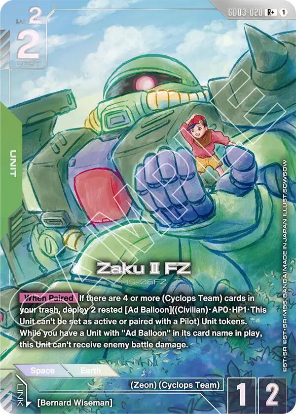 Zaku II FZ GD03-020 R+ Gundam card
