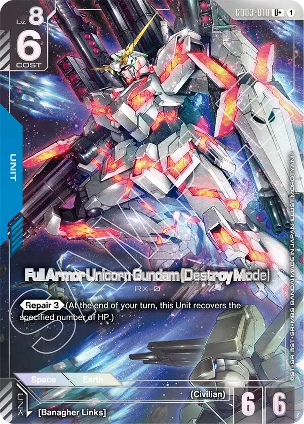 Full Armor Unicorn Gundam (Destroy Mode) GD03-010 U+ Gundam card