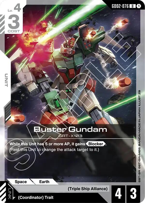 Buster Gundam GD02-076 U Gundam card