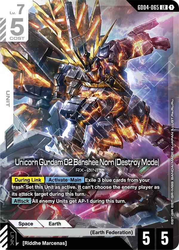 Unicorn Gundam 02 Banshee Norn (Destroy Mode) GD04-065 Gundam card