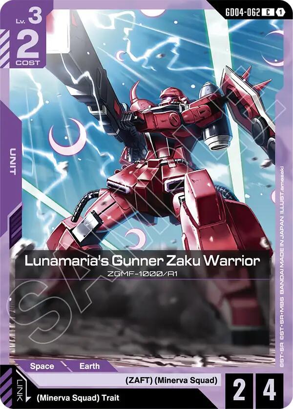 Lunamaria's Gunner Zaku Warrior GD04-062 Gundam card