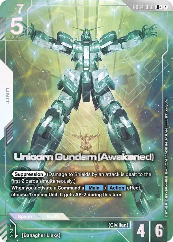 Unicorn Gundam (Awakened) GD04-066 LR+ Gundam card