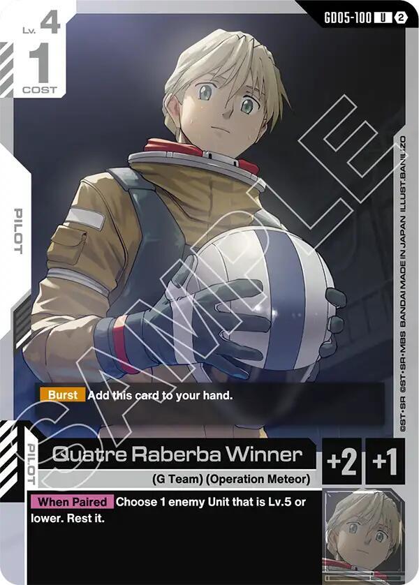 Quatre Raberba Winner GD05-100 Gundam card