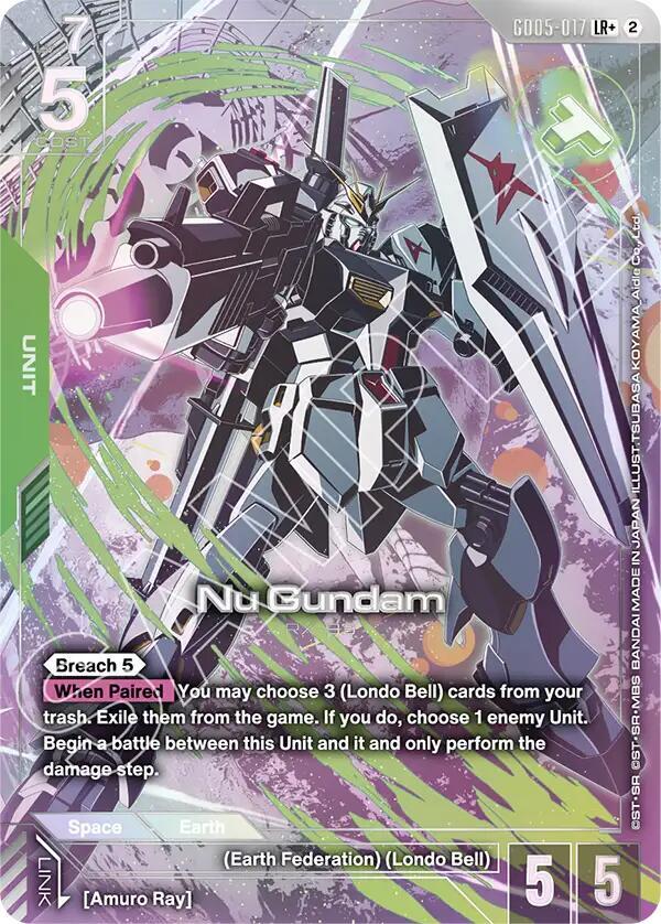 Nu Gundam GD05-017 LR+ Gundam card