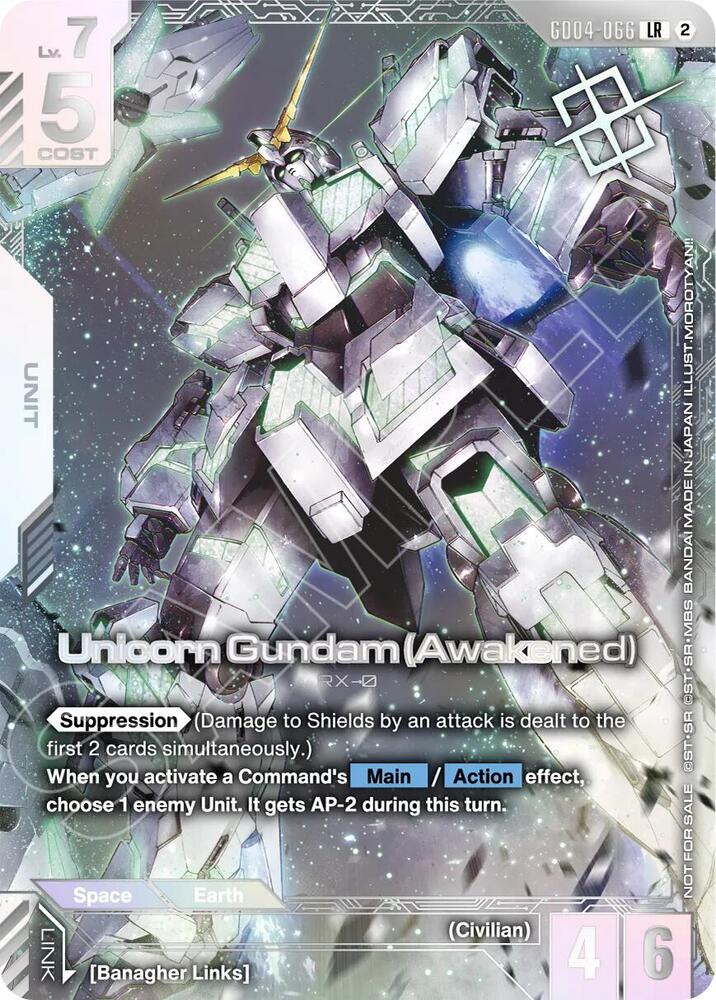 Unicorn Gundam (Awakened) GD04-066 LR Gundam card