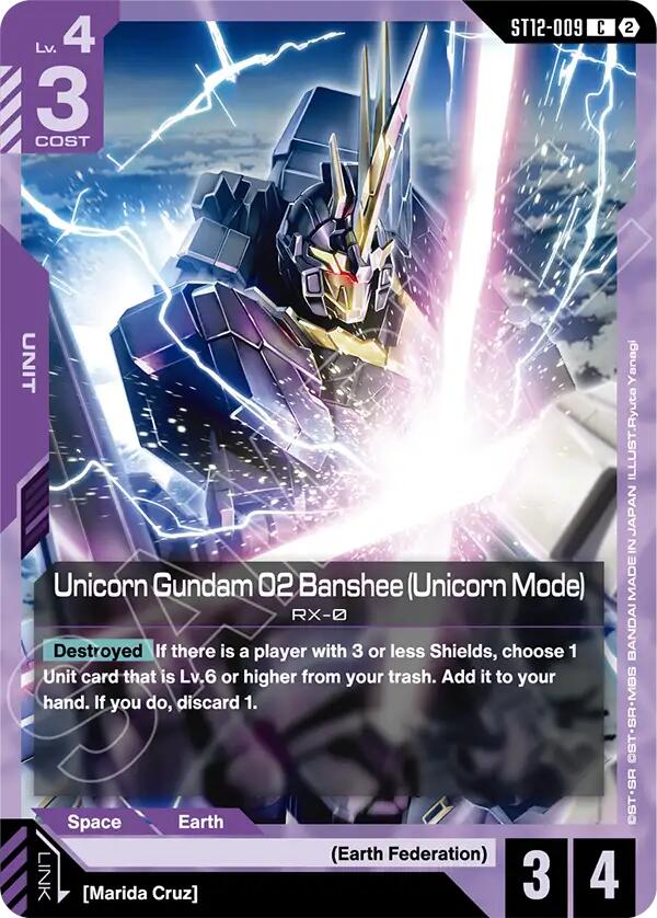 Unicorn Gundam 02 Banshee (Unicorn Mode) ST12-009 Gundam card