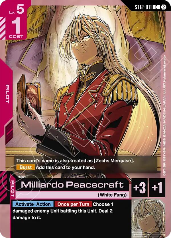 Milliardo Peacecraft ST12-011 Gundam card