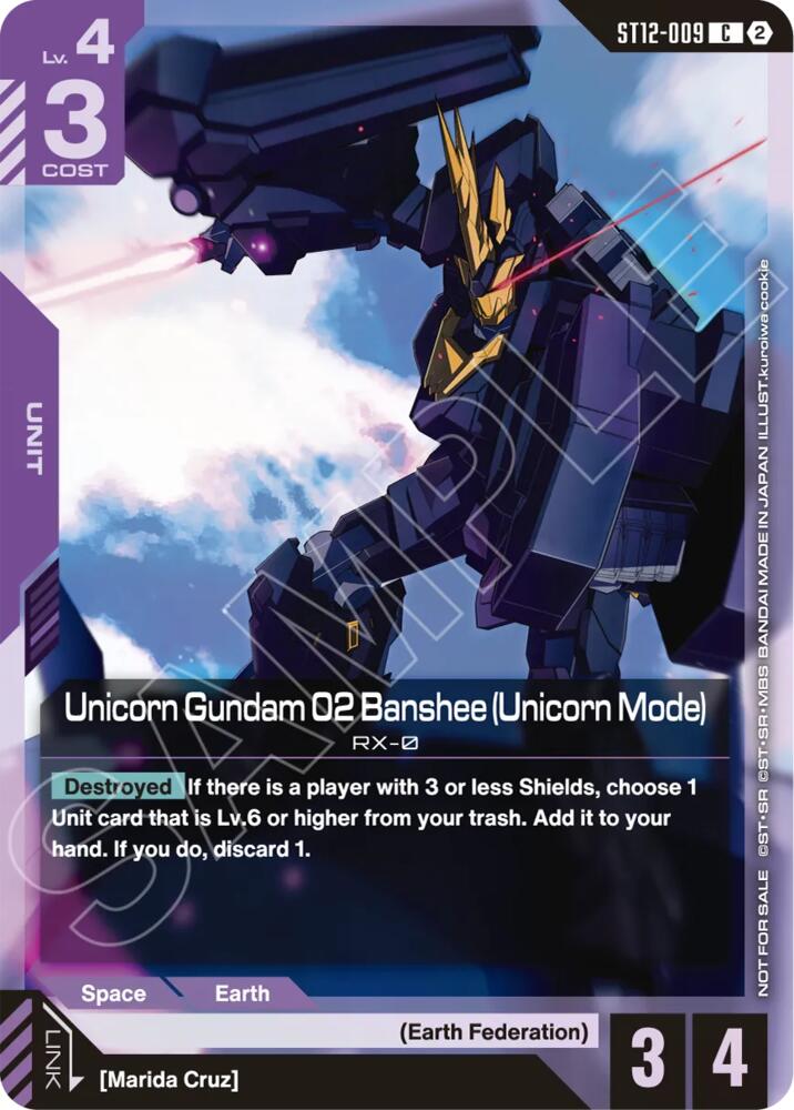 Unicorn Gundam 02 Banshee (Unicorn Mode) ST12-009 C Gundam card